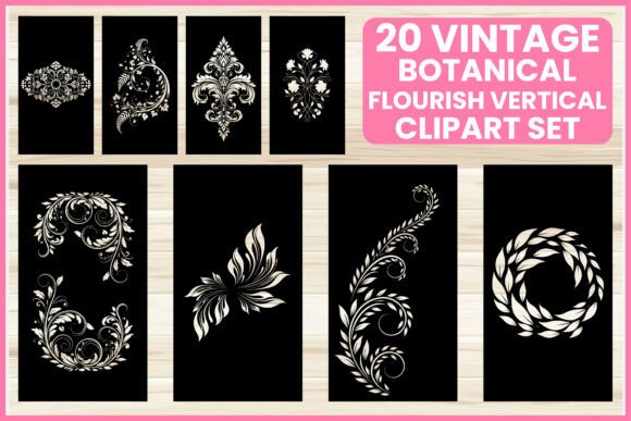 20 Vintage Botanical Flourish Bundle: Timeless Design Elements