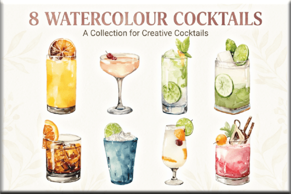 8 Watercolor Cocktail Clipart Bundle: A Splash of Artistic Style