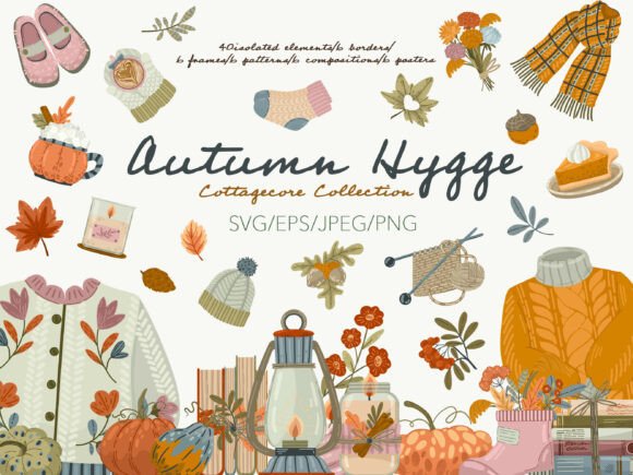 Cozy Autumn Hygge Cottagecore Collection for Creative Projects