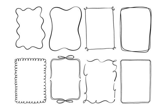 Doodle Frame Border Clipart Set: Hand-Drawn Charm for Modern Projects