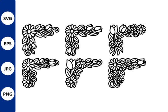 Elegant Floral Corners: A Vector Collection for Monogram Design
