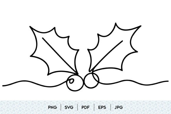 Elevate Holiday Projects with Christmas Holly Berry Line Art