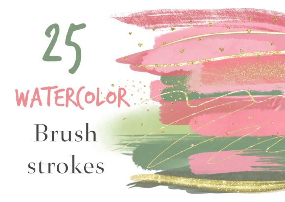 Elevate Projects with Green Pink Watercolor Brush Strokes