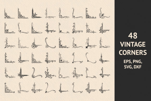 Elevate Your Projects with 48 Vintage Page Corner Borders
