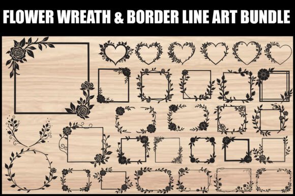 Floral Wreath & Border Line Art Set: A Designer's Toolkit