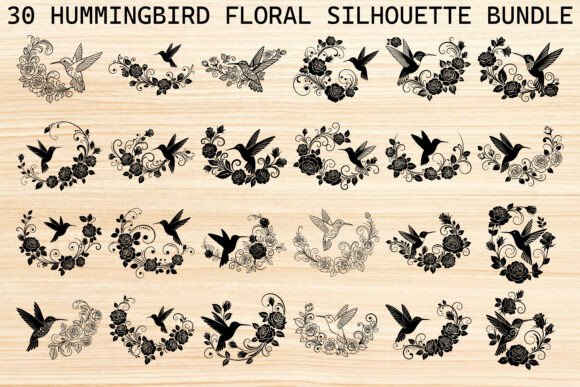 Hummingbird Floral Silhouette Bundle: Nature-Inspired Design