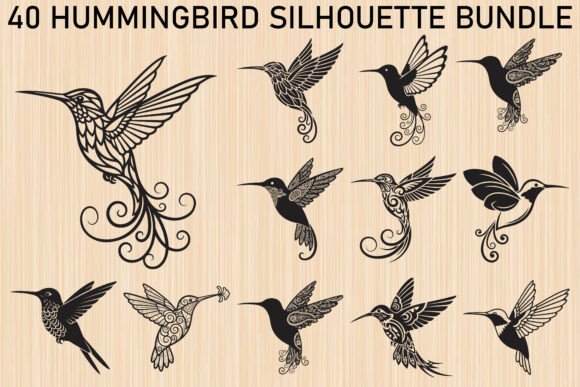 Hummingbird Silhouette Bundle: 40 Elegant Designs for Your Projects