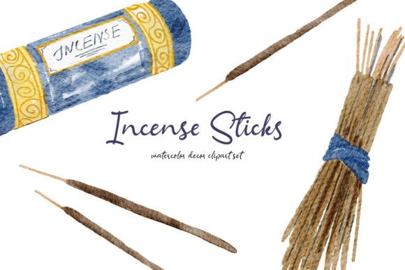 Incense Sticks Watercolor Clipart Set: A Touch of Calm for Your Projects
