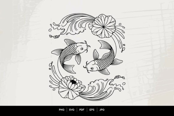 Koi Fish Yin Yang Line Art SVG: A Versatile Asset
