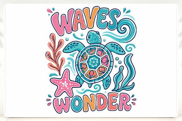 Sea Turtle Waves Wonder PNG: Coastal Charm for Your Designs