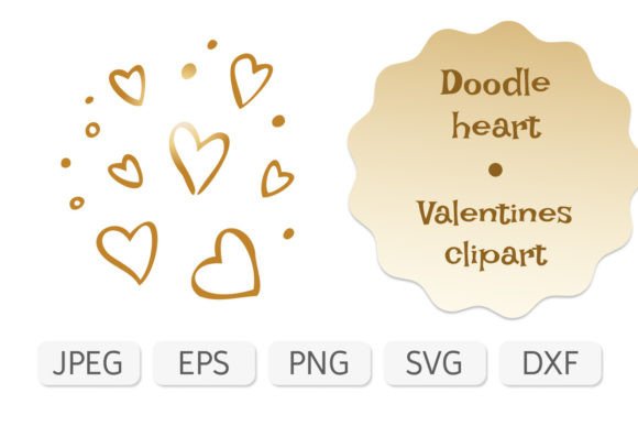 Simple Golden Doodle Valentines Heart: A Creative Asset for Modern Designers