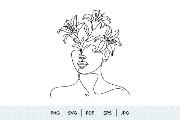 The Art of the Unbroken Line: Floral Woman Face One Line SVG