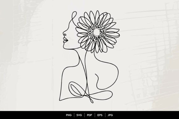 Unveiling the Sunflower Woman Line Art SVG