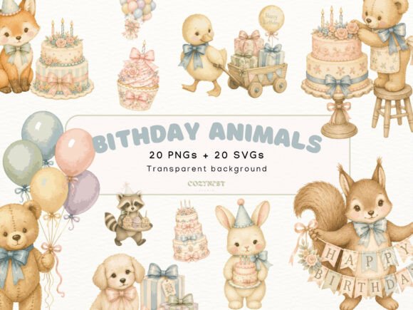 Vintage Birthday Animals Watercolor Clipart: A Designer’s Guide to Storybook Magic