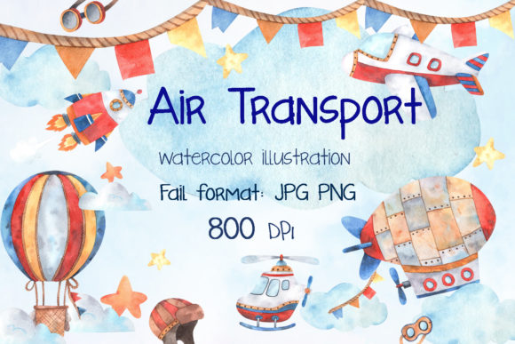 Watercolor Air Transport: A Designer's Kit for Creative Projects