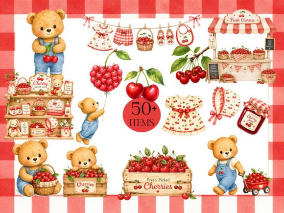 Watercolor Cherry on Top Clipart: Design Sweet & Rustic Projects