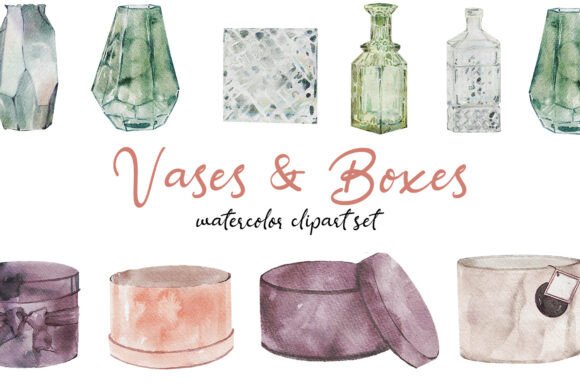 Watercolor Vases & Boxes DIY Florist Set for Elegant Design